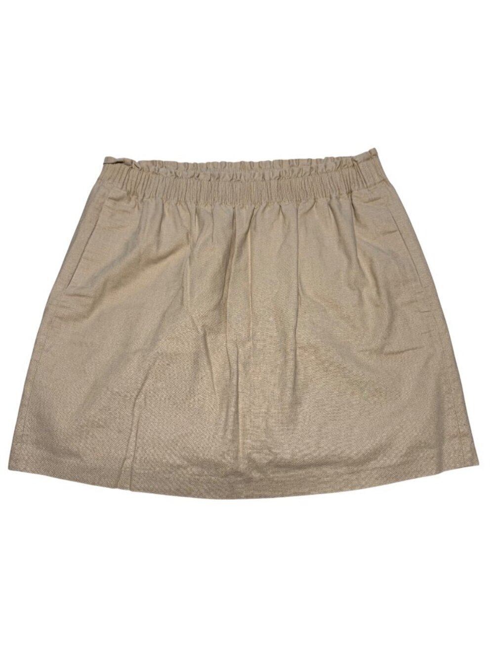 J. Crew Sidewalk Linen Pleated Mini Skirt In Cream-Beige Sz 12 (H5372)